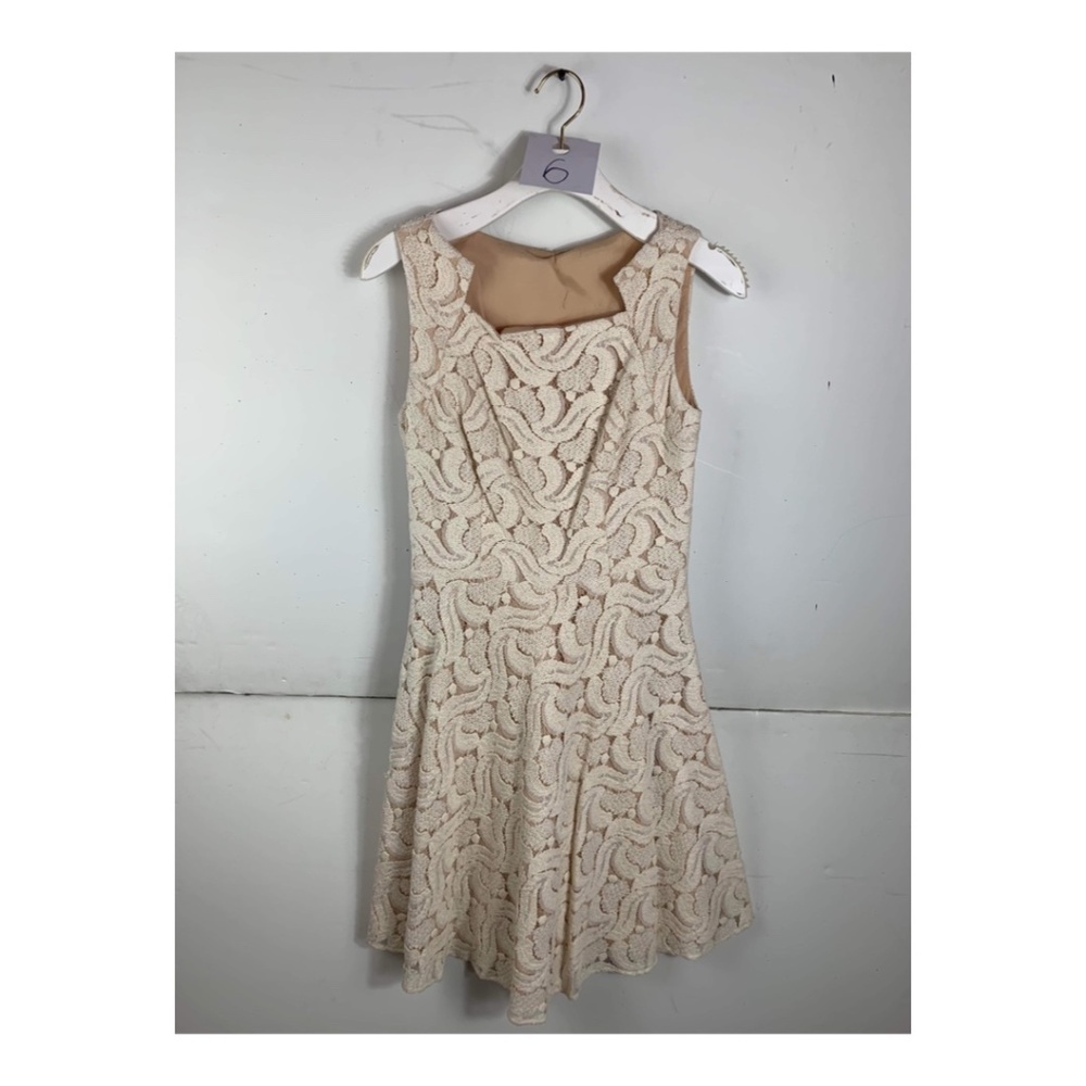 Anthropologie Eva Franco Cream Lace Sleeveless Fit & Flare Mini Dress